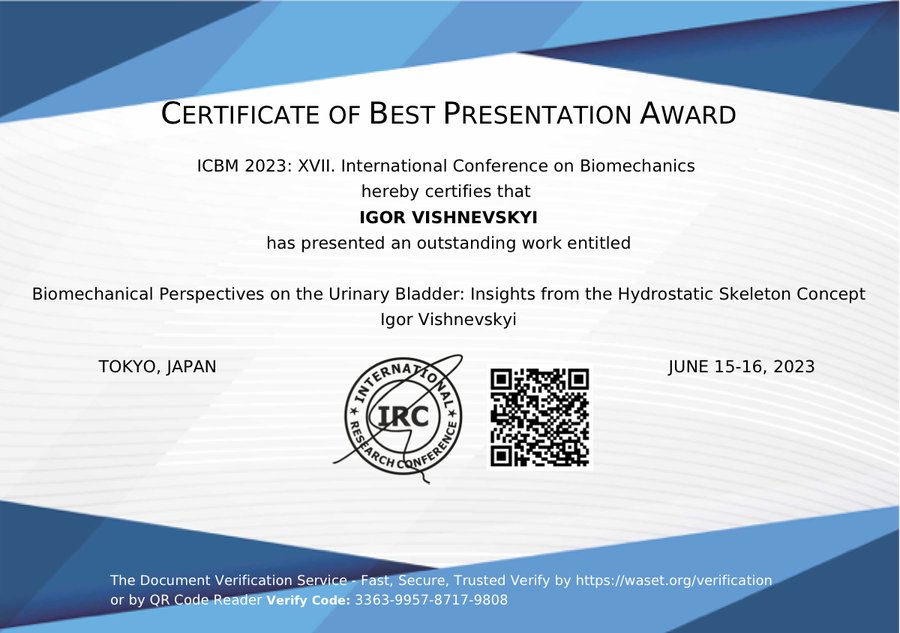 Best Presentation Award ICBM 2023
